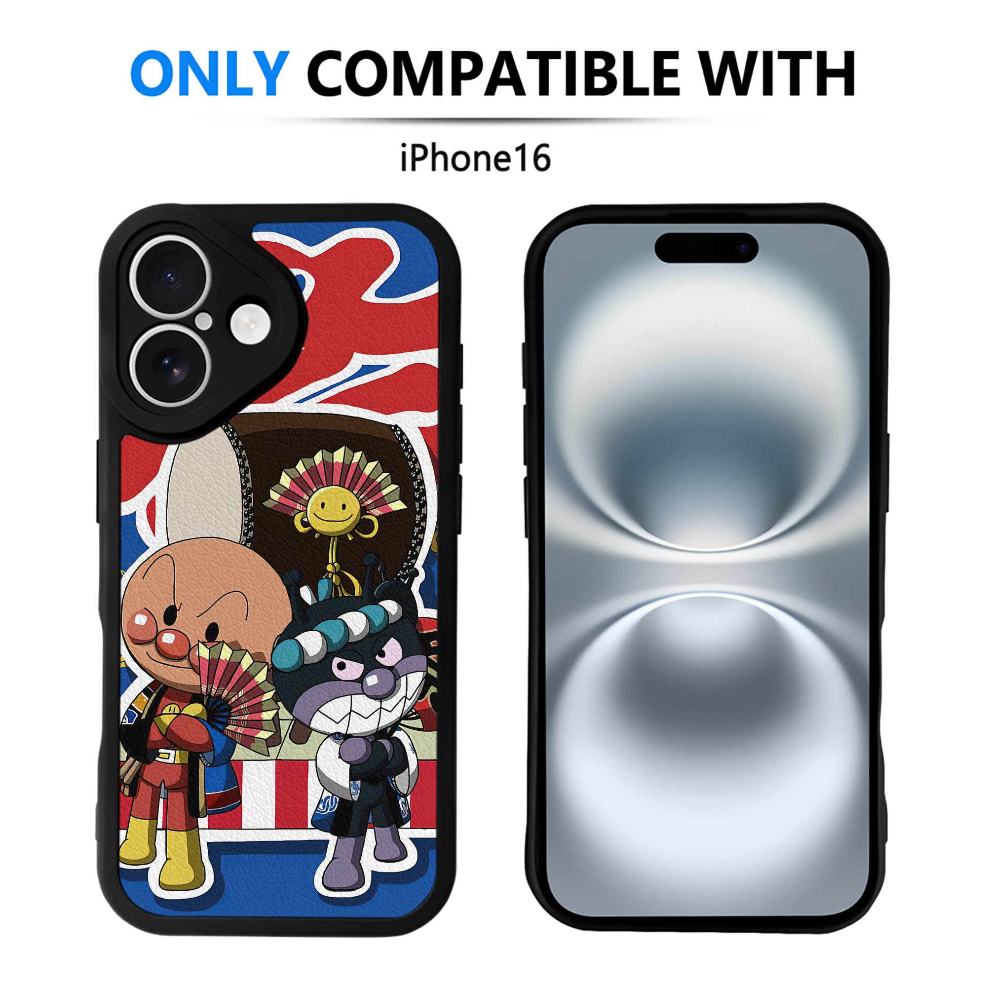 （画像用） アンパンマン Anpanman 【iPhone 16シリーズ対応】シリコンスマホケース（レザー調） 材質：シリコン